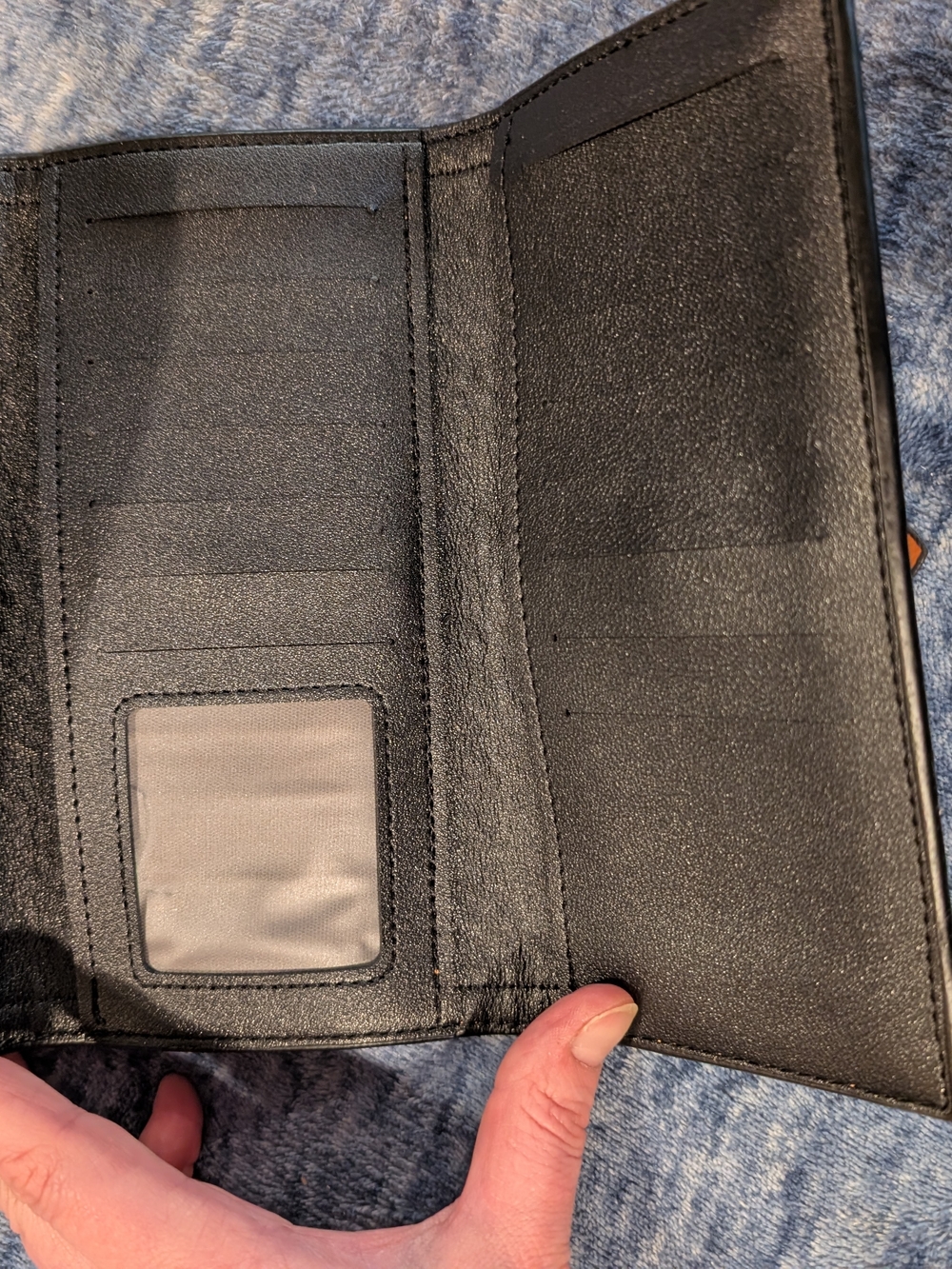 Black & White Houndstooth Wallet with Brown Trim - Picture 3 of 5